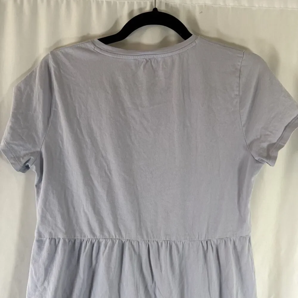 J. Crew Mini Dress Women's Small Light Blue Short Sleeve Tiered Round Neck
